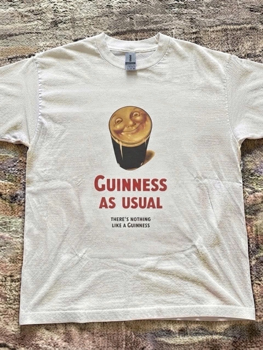 Guinness Off-White 'As Usual' Graphic Tee with Gold Pint Print